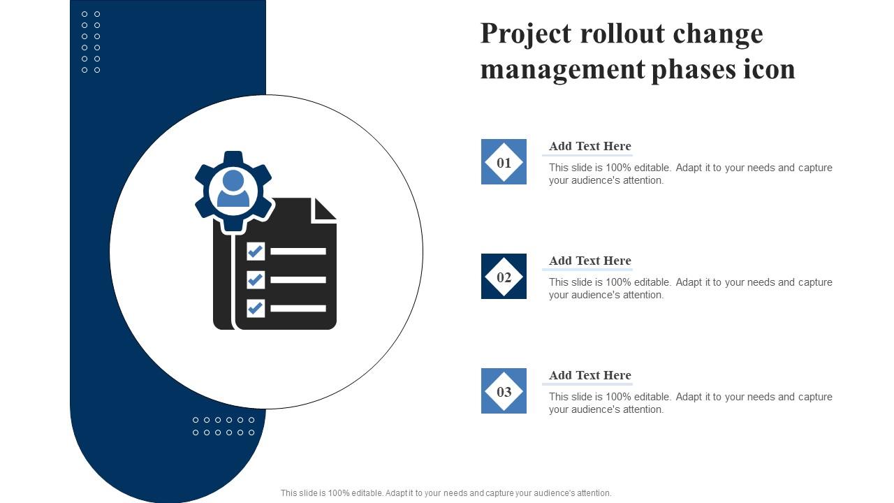 Project Rollout Change Management Phases Icon Structure Pdf