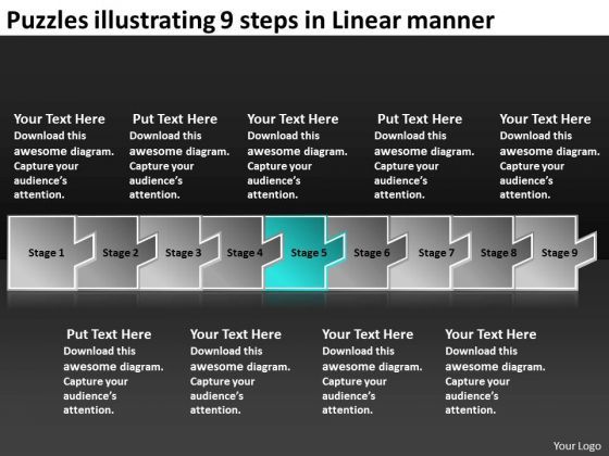 Puzzles Illustrating 9 Steps Linear - Puzzles Illustrating 9 Steps Linear Manner Network Mapping Freeware Powerpoint Slides 1 1 