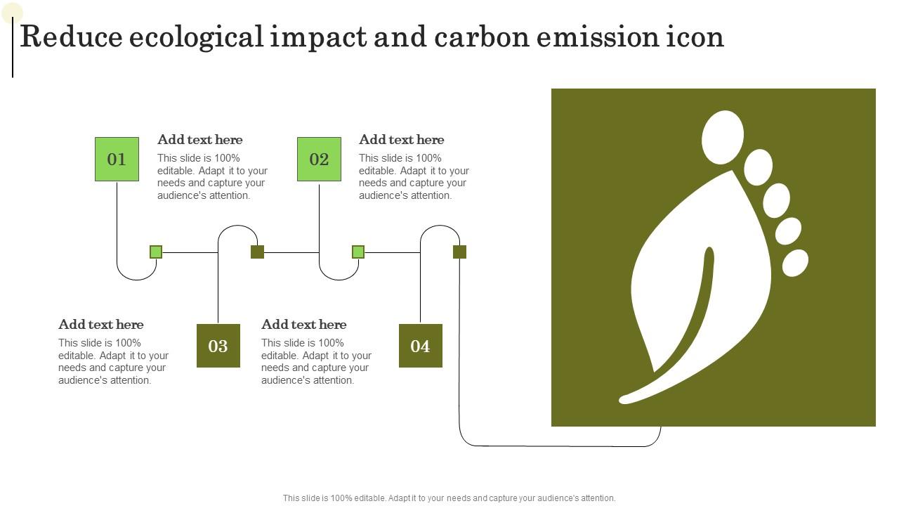 Reduce Ecological Impact And Carbon Emission Icon Summary Pdf