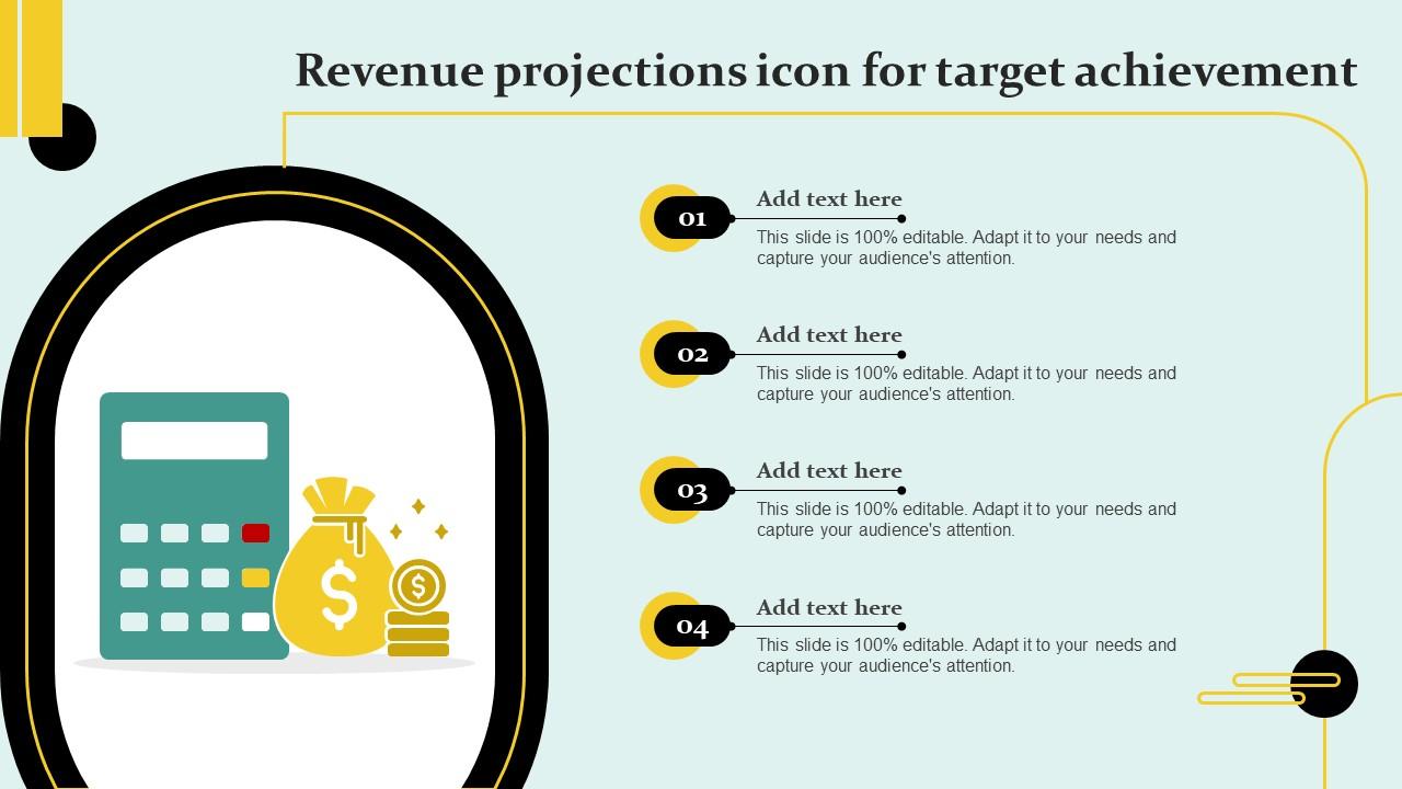 Revenue Projections Icon For Target Achievement Diagrams Pdf