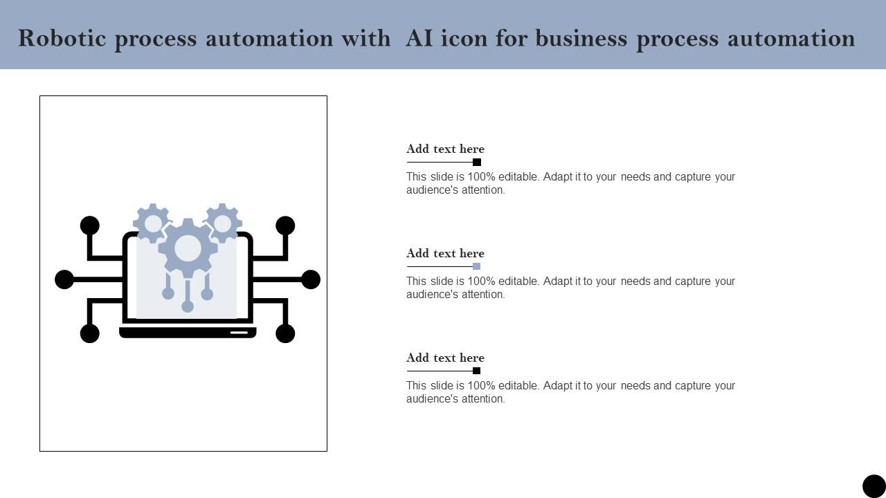 Robotic Process Automation With AI Icon For Business Process Automation Demonstration Pdf