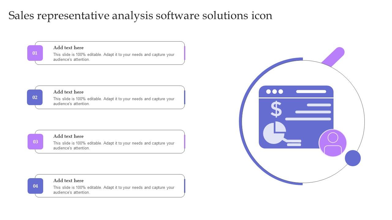 Sales Representative Analysis Software Solutions Icon Template Pdf