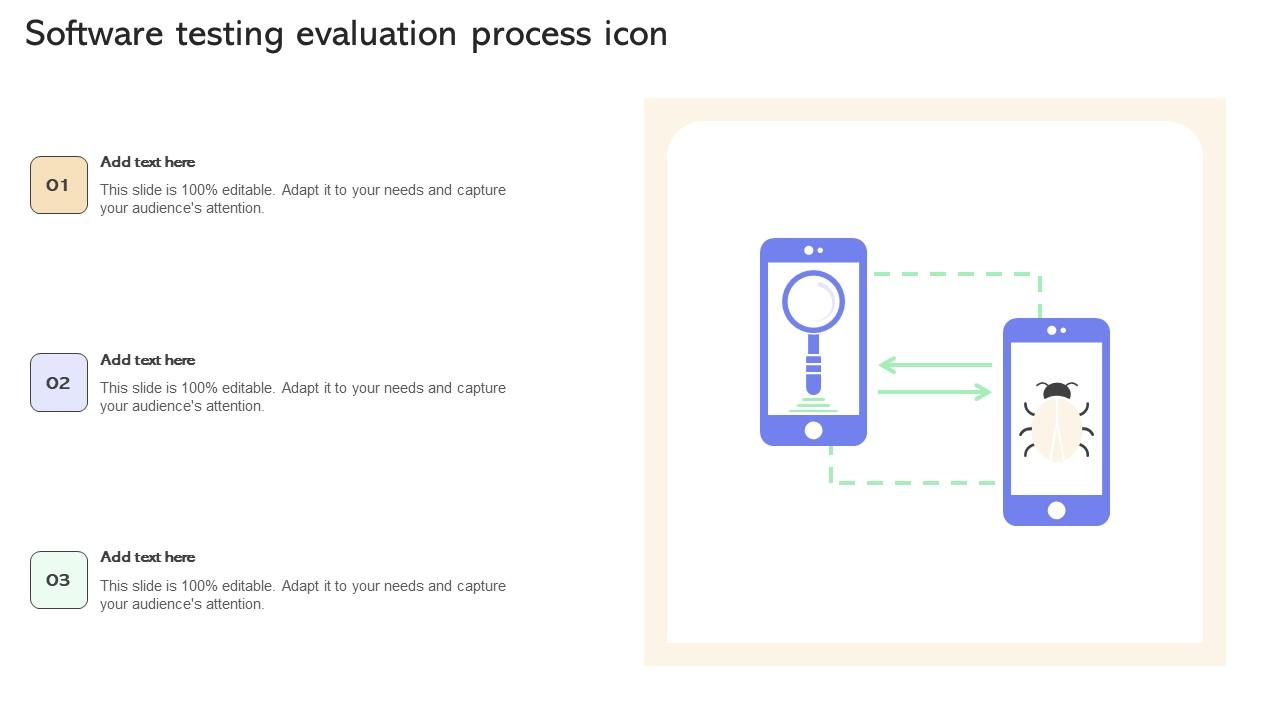 Software Testing Evaluation Process Icon Ppt Infographics Visuals Pdf