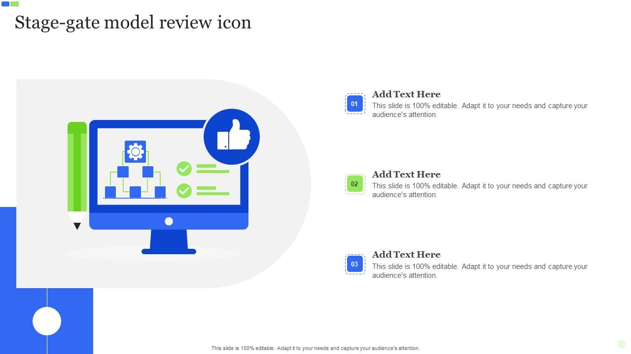 Stage Gate Model Review Icon Portrait Pdf