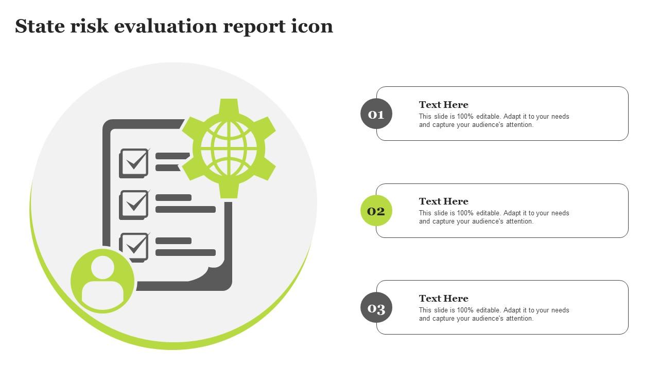 State Risk Evaluation Report Icon Mockup Pdf