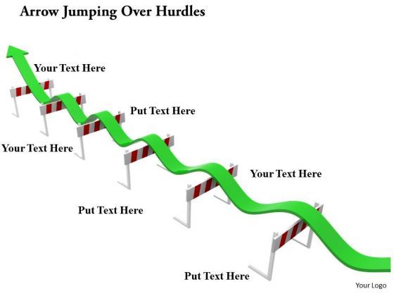 Stock Photo Arrow Jumping Over Hurdles PowerPoint Slide