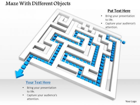 Stock Photo Arrow Showing In And Out Path Of Maze PowerPoint Slide