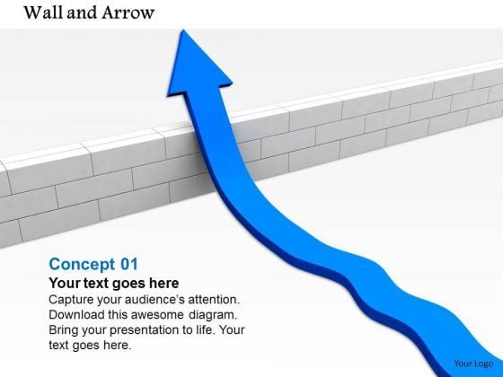 Stock Photo Arrow Try To Jump Over A Wall PowerPoint Slide