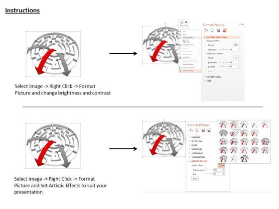 Stock Photo Arrows Coming Out From Maze PowerPoint Slide