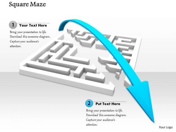 Stock Photo Blue Arrow Jumping Over The Maze PowerPoint Slide