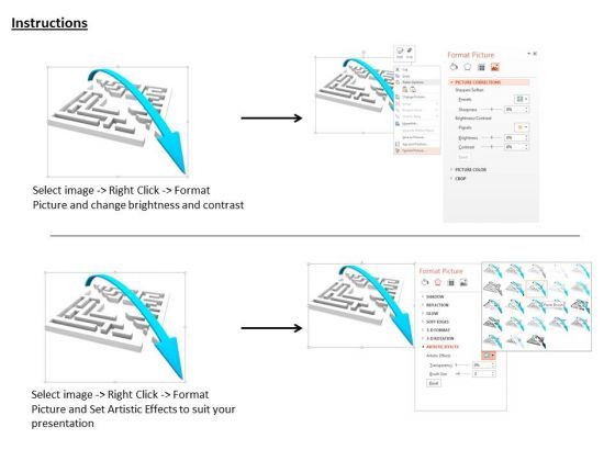 Stock Photo Blue Arrow Jumping Over The Maze PowerPoint Slide