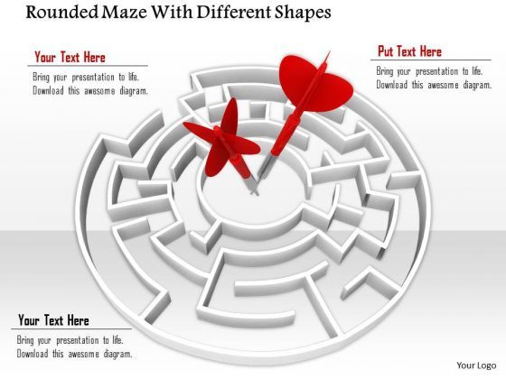 Stock Photo Red Arrows In Center Of Maze PowerPoint Slide