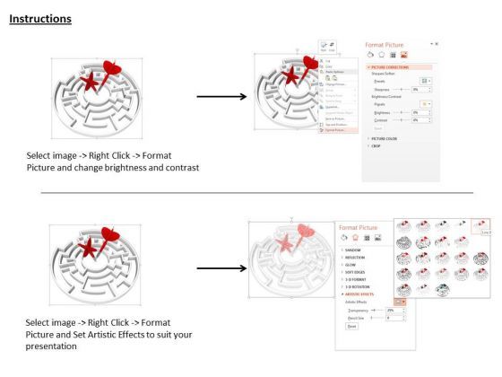 Stock Photo Red Arrows In Center Of Maze PowerPoint Slide