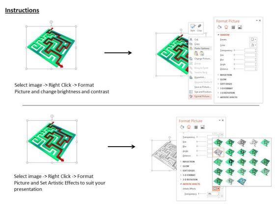 Stock Photo With Red Arrow To Show Solution Of Maze PowerPoint Slide