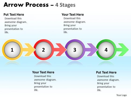 Strategic Management Arrow Process 4 Stages Business Cycle Diagram