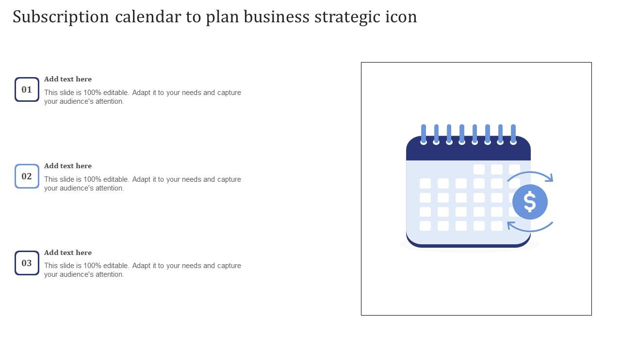 Subscription Calendar To Plan Business Strategic Icon Brochure Pdf