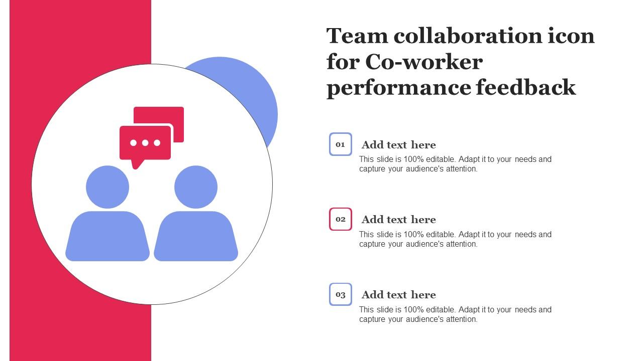 Team Collaboration Icon For Co Worker Performance Feedback Download Pdf