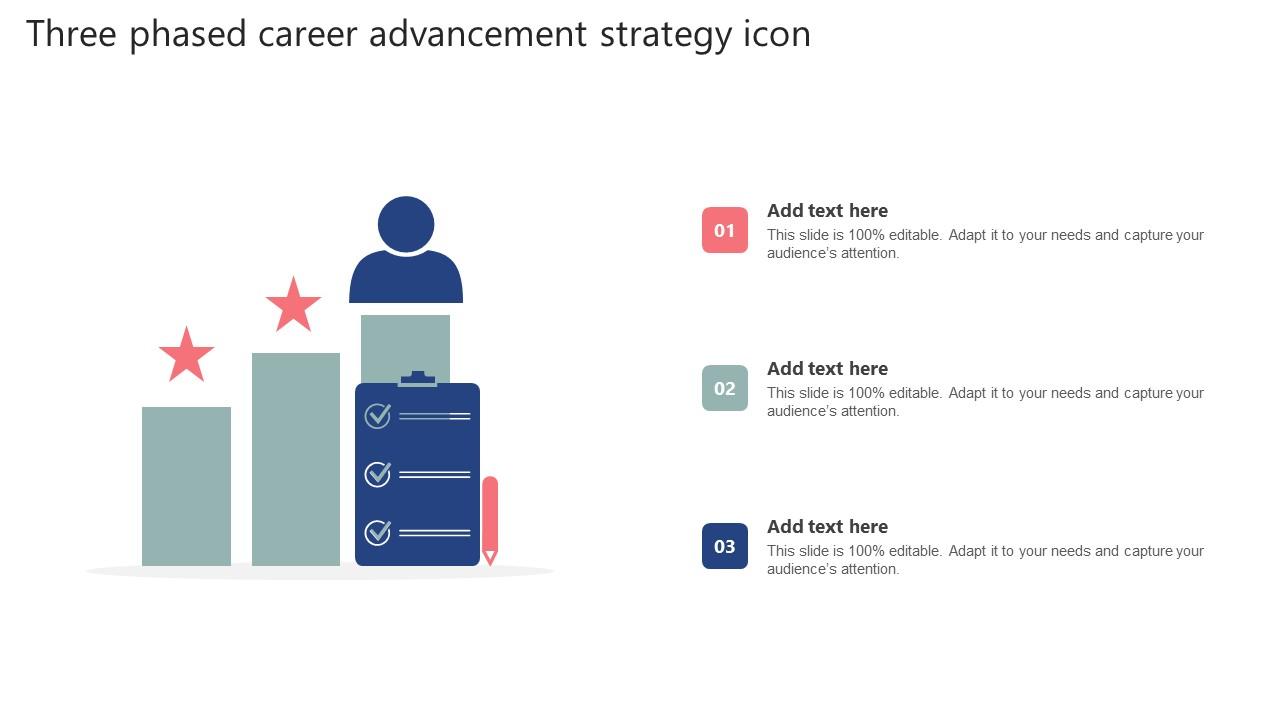 Three Phased Career Advancement Strategy Icon Formats Pdf