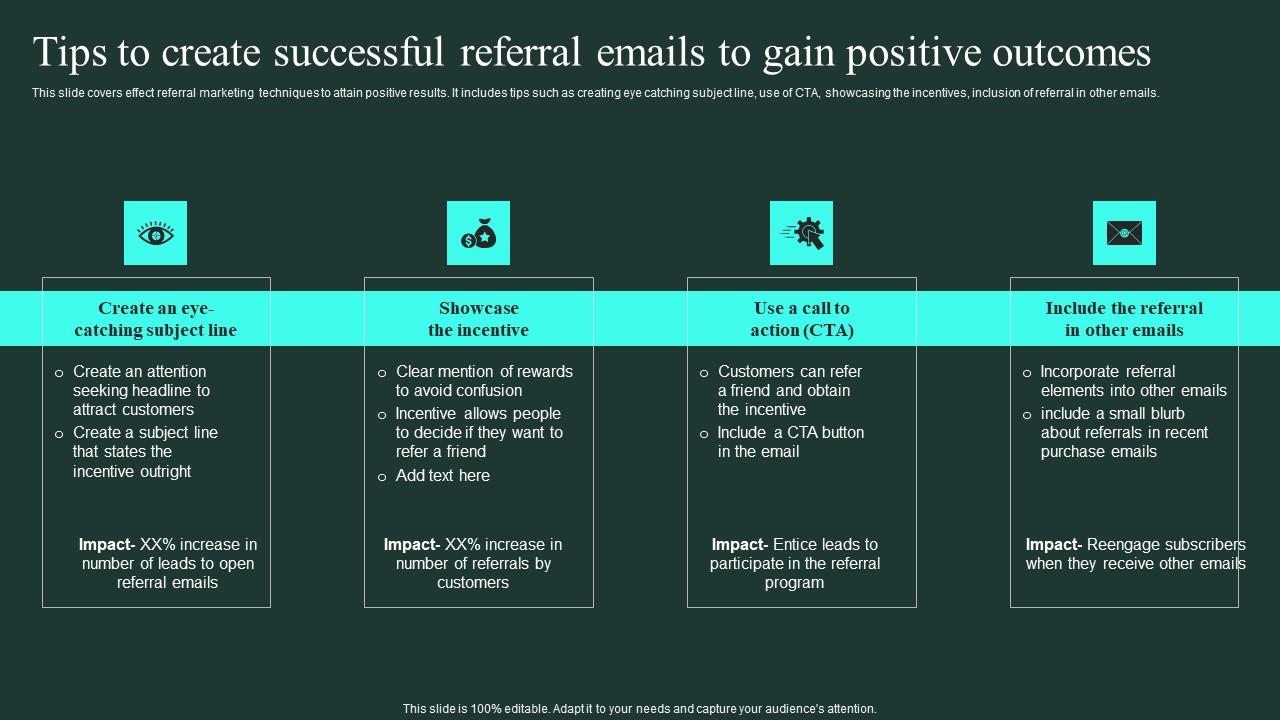 Tips To Create Successful Referral Emails To Gain Positive Outcomes Word Of Mouth Marketing Icons Pdf