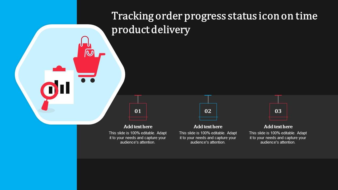 Tracking Order Progress Status Icon On Time Product Delivery Mockup Pdf