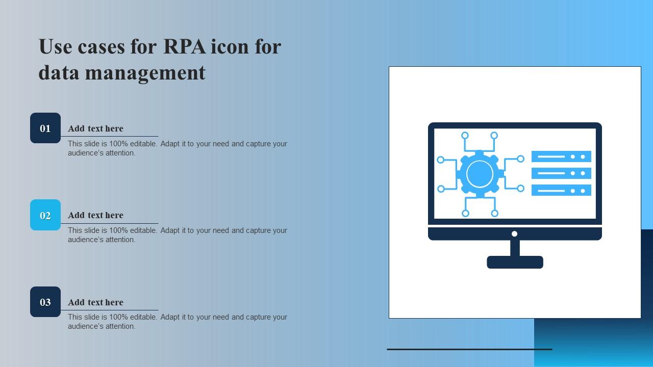 Use Cases For RPA Icon For Data Management Download Pdf