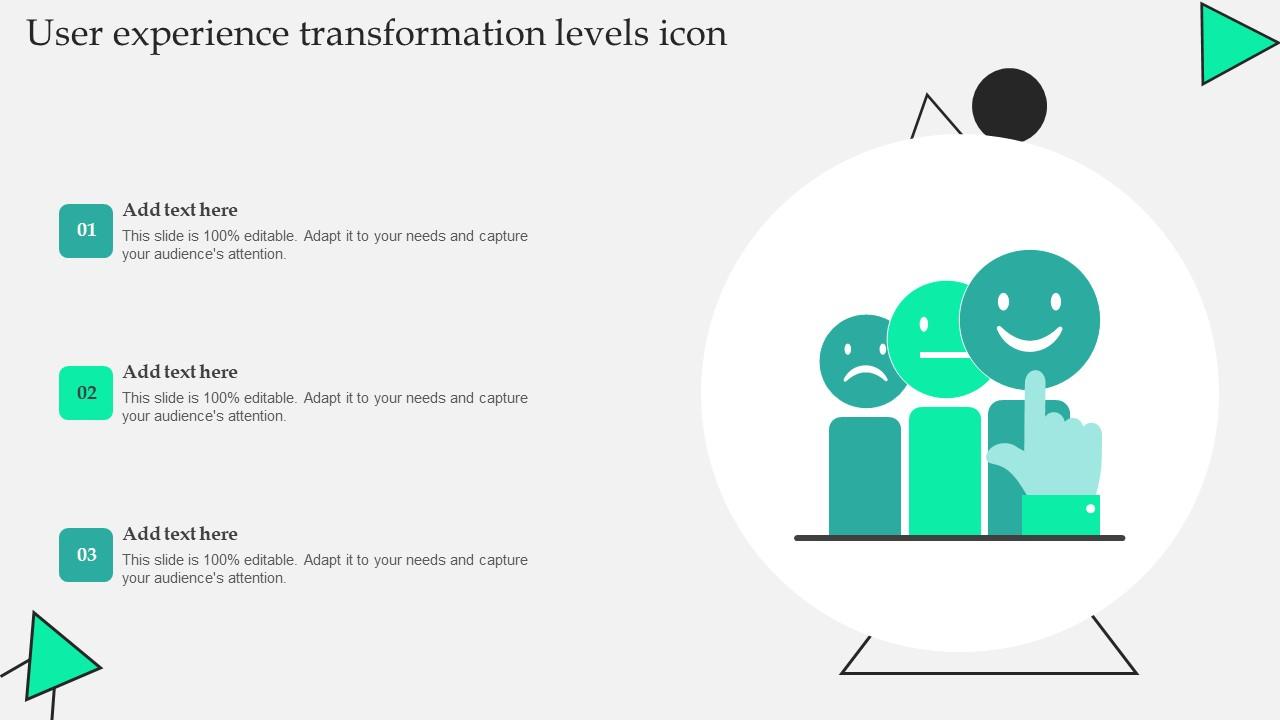 User Experience Transformation Levels Icon Slides Pdf
