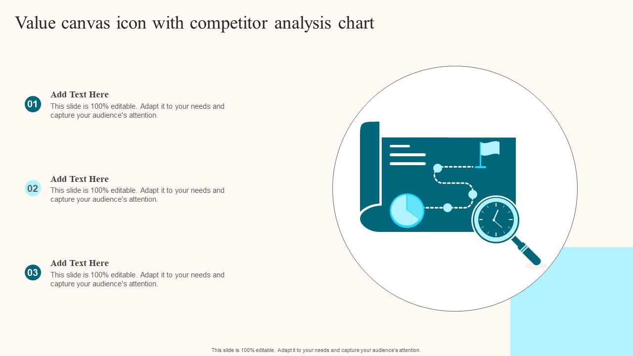 Value Canvas Icon With Competitor Analysis Chart Pictures Pdf