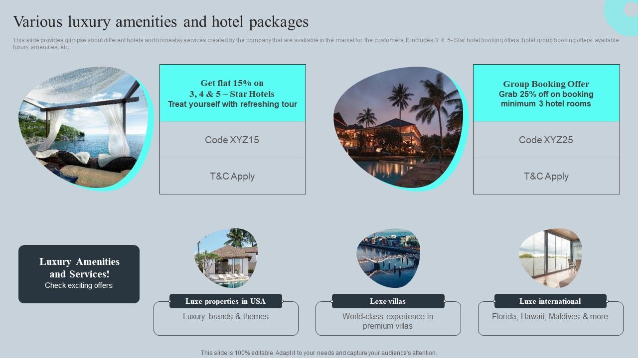 Various Luxury Amenities And Hotel Packages Tours And Travel Business Advertising Icons Pdf