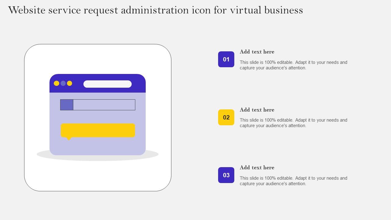 Website Service Request Administration Icon For Virtual Business Ppt Icon Show Pdf