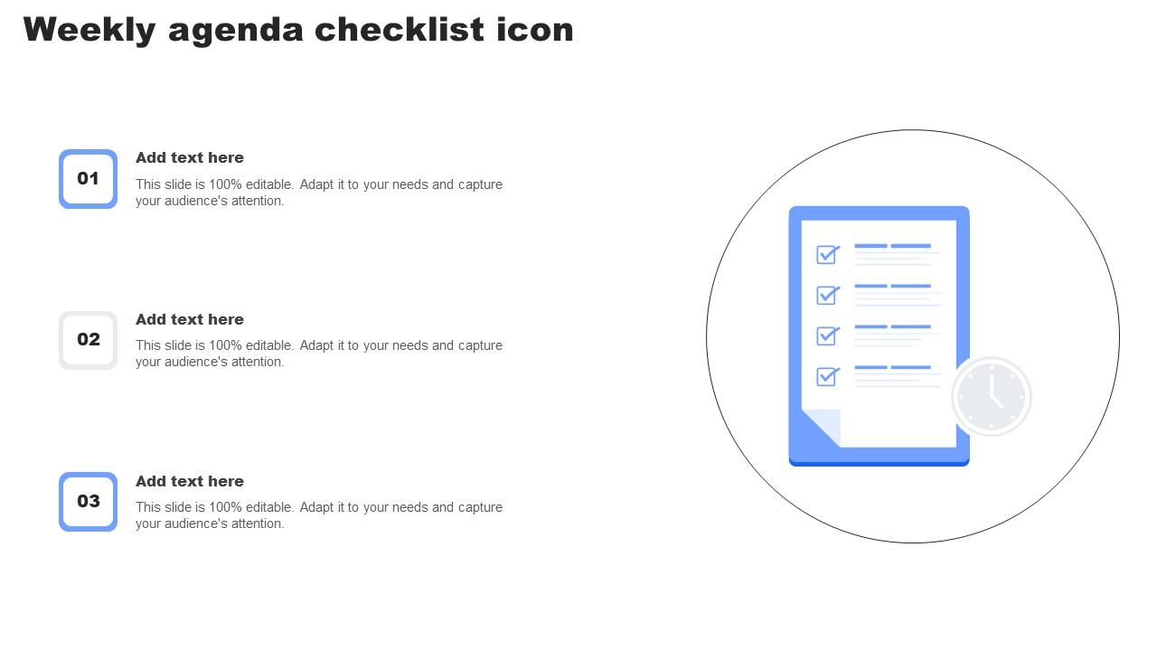 Weekly Agenda Checklist Icon Brochure Pdf