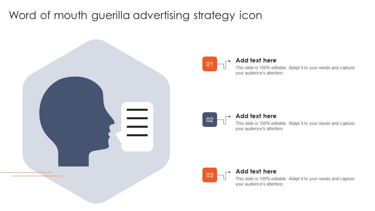 Word Of Mouth Guerilla Advertising Strategy Icon Introduction Pdf