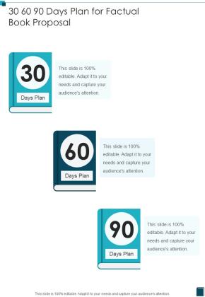 30 60 90 Days Plan For Factual Book Proposal One Pager Sample Example Document Slide01