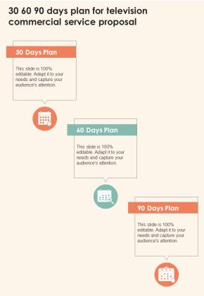 30 60 90 Days Plan For Television Commercial Service One Pager Sample Example Document Slide01