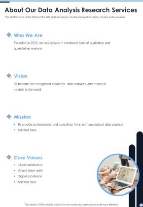 About Our Data Analysis Research Services One Pager Sample Example Document Slide01
