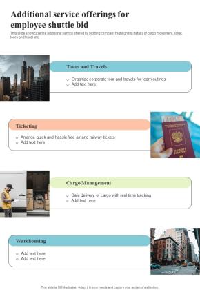 Additional Service Offerings For Employee Shuttle Bid One Pager Sample Example Document Slide01