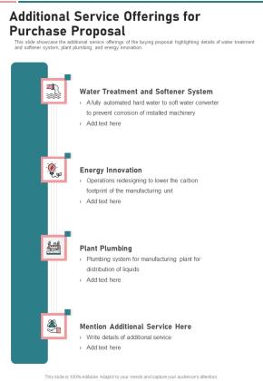 Additional Service Offerings For Purchase Proposal One Pager Sample Example Document Slide01