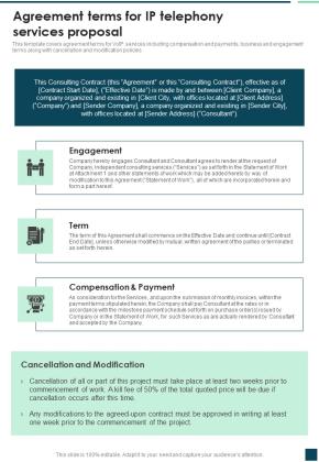 Agreement Terms For IP Telephony Services Proposal One Pager Sample Example Document Slide01