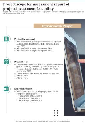 Assessment Report Of Project Investment Feasibility Example Document Report Doc Pdf Ppt Slide04
