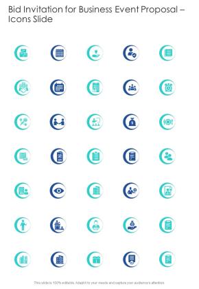 Bid Invitation For Business Event Proposal Icons Slide One Pager Sample Example Document Slide01