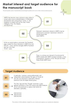Book Proposal Workshop For Academics Market Interest And Target Audience One Pager Sample Example Document Slide01