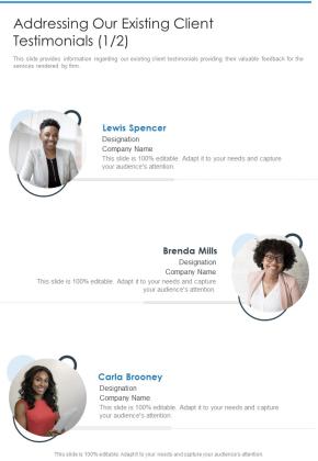 Brand Building And Promotion Addressing Our Existing Client One Pager Sample Example Document Slide01