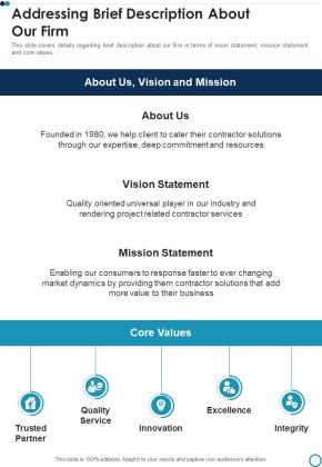 Business Contract Work Template Addressing Brief Description One Pager Sample Example Document Slide01