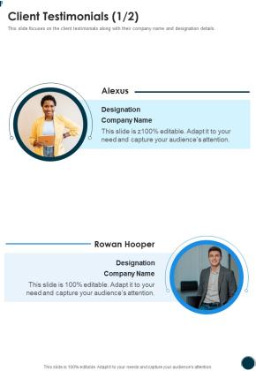 Business Project Research Survey Proposal Client Testimonials One Pager Sample Example Document Slide01