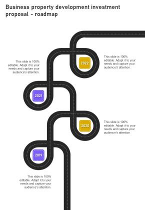 Business Property Development Investment Proposal Roadmap One Pager Sample Example Document Slide01