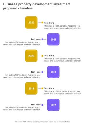 Business Property Development Investment Proposal Timeline One Pager Sample Example Document Slide01