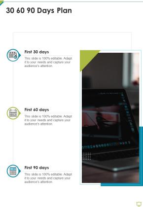 Business Proposal For Successful Workshop Delivery 30 60 90 Days Plan One Pager Sample Example Document Slide01