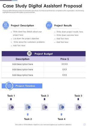Case Study Digital Assistant Proposal One Pager Sample Example Document Slide01