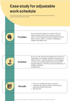 Case Study For Adjustable Work Schedule One Pager Sample Example Document Slide01