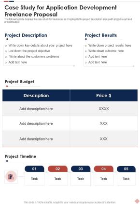 Case Study For Application Development Freelance Proposal One Pager Sample Example Document Slide01