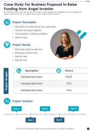 Case Study For Business Proposal To Raise Funding From Angel Investor One Pager Sample Example Document Slide01